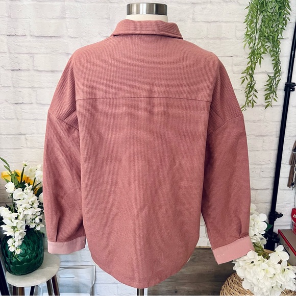 Dusty Pink Waffle Knit Shacket - Picture 6 of 9
